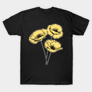 Yellow Poppy Plant Hand Drawn Gardening Gift T-Shirt